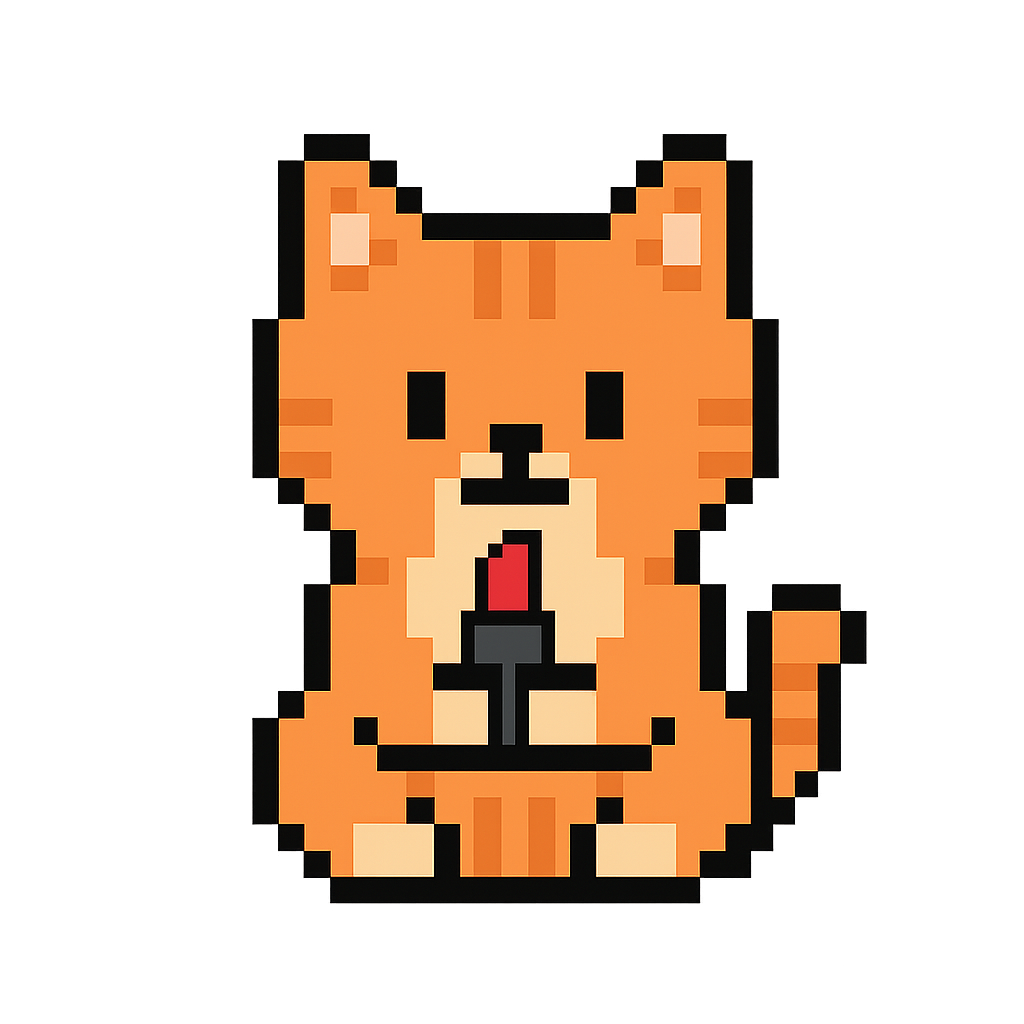 BetterShelf logo - pixel art cat with lipstick