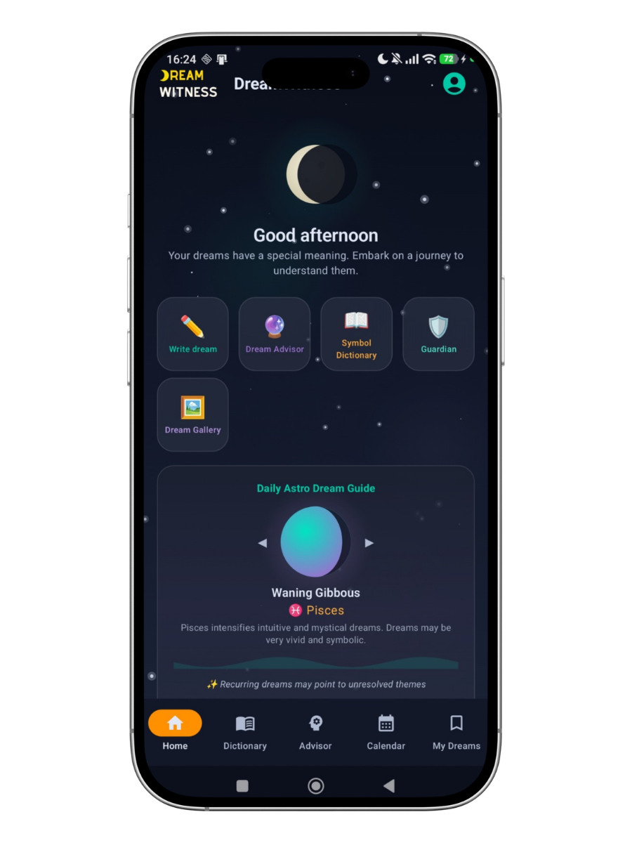 DreamWitness main screen